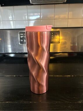 Rose Metallic Twisted Tumbler with Pink Lid